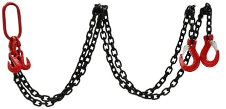 Catena per catena a 2 fili, 2 m, strumento di sollevamento, capacità di carico 2T, catena in acciaio con gancio, dimensioni dell'anello di sollevamento 6,4 × 1,3 × 12,7 cm, fabbriche, catena di