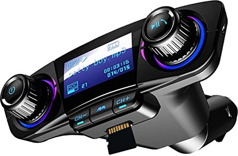 Bluetooth trasmettitore FM lettore MP3 kit vivavoce per auto wireless radio audio compatibile con Dual USB 5 V 2.1 A U disk TF Card