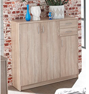 möbelando Kommode Beistellschrank Sideboard Anrichte Standschrank Holzkommode Olli VI Sonoma-Eiche