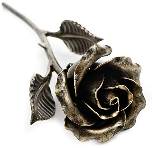 Handcrafted Bronze Metal Rose - Solid Gift of Everlasting Love - 8th 19th Wedding for Her