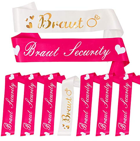 Oblique Unique® Braut + Braut Security Schärpe Set für Junggesellinnenabschied JGA Hochzeit Hen Party in Pink Hellrosa