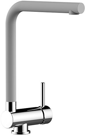 VIZIO NIEDERDRUCK Einhebel Küchenmischer Vorfenster Küchenarmatur 6cm mit schwenkbarem L Auslauf/CHROM - Granit Weiß/Profi/Design/Restaurant/Haus