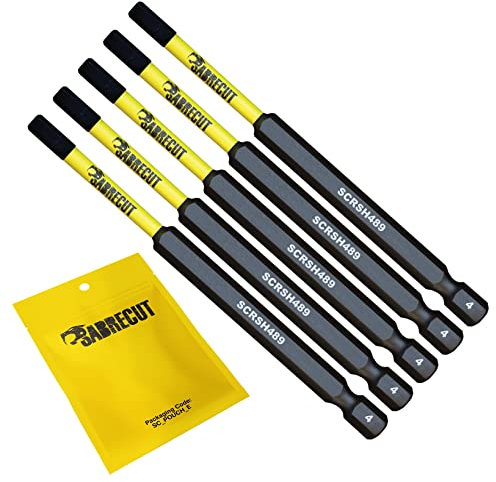5 x SabreCut SCRH489_5 89mm H4 Hex Magnetic Impact Screwdriver Driver Bits Set Single Ended Heavy Duty