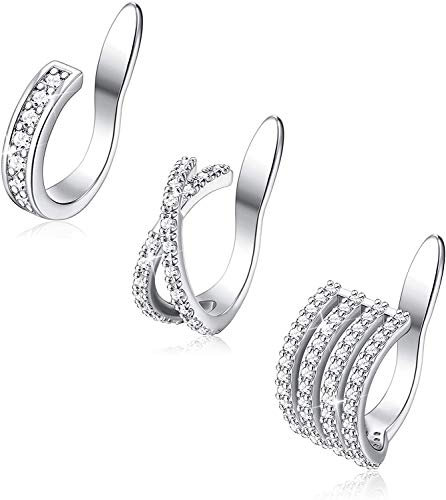 Milacolato 3Pcs Ear Cuff Ohrringe Damen Ohrklemme Zirkonia Earcuffs Manschette Ohr Clips Helix Fakepircings Ohr Schmuck Ohrklemmen Set Silber/Gold
