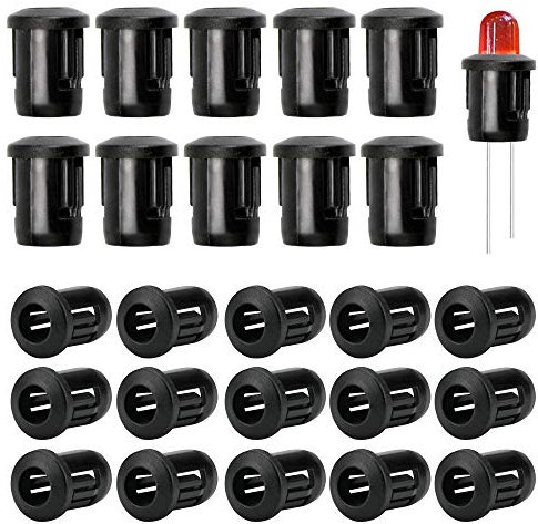 EMAGEREN 100 Stücke Led Halter 5mm Led Fassung Plastik Schwarz Led Lampen Halterung Dioden Halter Klipp Lünette Befestigung Diode Halterung Lampenfassung zum einfachen Anbringen von LEDs an Platinen