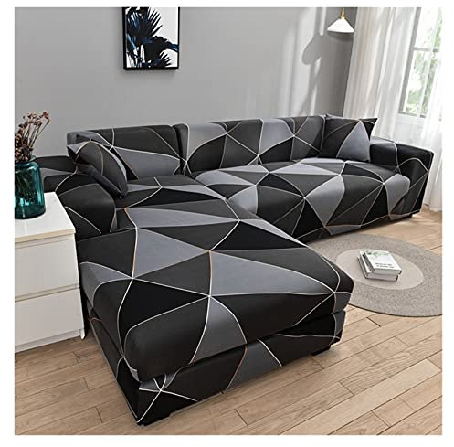 uyeoco Couchbezug L Form Eckcouch Stretch(L-förmiges Ecksofa Sofabezug sollte Zwei kaufen) Sofahusse 2 3 4 Sitzer Elastische Sofa Überwürfe (Color : B, Size : 3-Sitzer (190-230 cm))