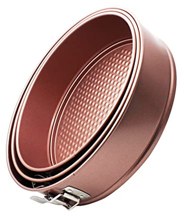Abcsea 3 Stück Springformen, Backformen für Kuchen, Robuster 1 mm Kohlenstoffstahl, Runde Kuchenform, Springform Kuchenform, Backform mit Antihaftbeschichtung, Runde Pfanne, Roségold