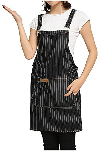 Watwass Delantal Camarero Vaquero Vintage Mandil de Cocina Mujer Sin Mangas Delantales Niño para Pintar con Bolsillos