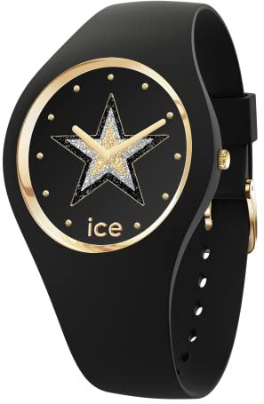ICE-WATCH - Ice Glam Rock Fame - Montre Noire pour Femme avec Bracelet en Silicone - 019859 (Medium)