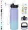 GOPPUS 600ml/20oz Stainless Water Bottle with Straw Double Wall Insulated Bottles with Strap Reusable Vacuum Thermal Flask Leakproof Keep Cold Drinks Bottles with Flip Top Lid for Men Women BPA Free