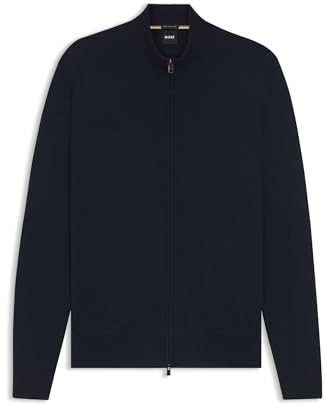 BOSS Herren Balonso Cardigan aus extrafeiner Merinowolle mit Reißverschluss