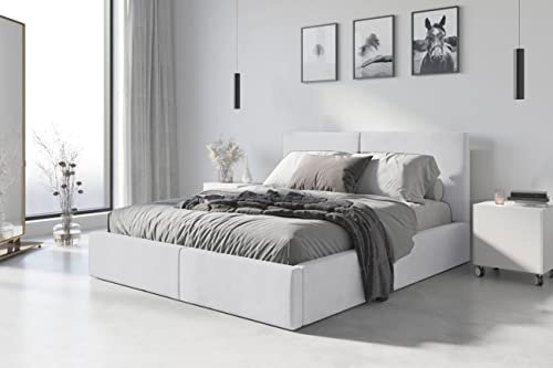 Interbeds Polsterbett Hilton 140x200cm in 6 Farben inkl. Matratze und Lattenrost (weiß)