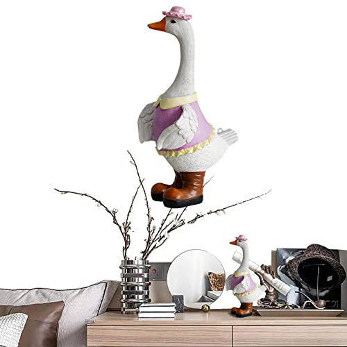 Leling Gänse Statuen für den Garten - Gartengänse Statue Dekoration | Lustige Gänse aus Kunstharz, Gartenfiguren für Terrasse, Rasen, Hof, Kunstdekoration (1 Stück)