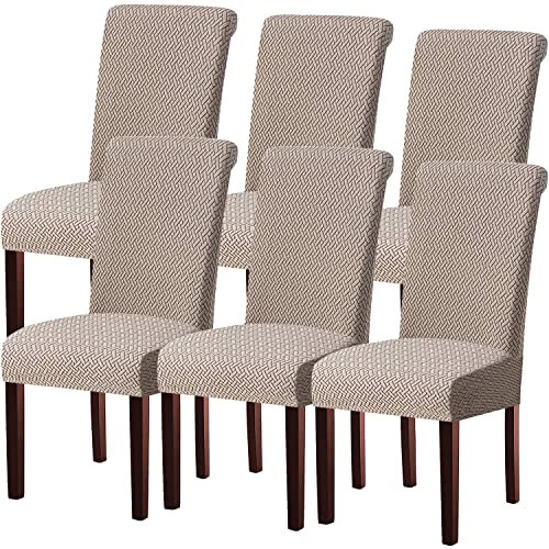 KELUINA Moderne Stuhlhussen 1er/2er/4er/6er Set, Stretch Stulhhussen Schwingstuhl Elastisch Abnehmbarer Waschbarer Universal Stuhlbezug für Hotel Bankett Hochzeit Party Deko (Khaki,6 Stück)