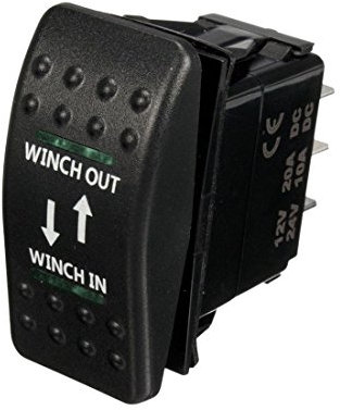 CURTT Treuil 12 V 20 A Interrupteur à bascule On/Off LED 7 broches Vert