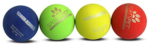 SPORTSPET Tough Bounce Smoothie Balls aus natürlichem Kautschuk für Hunde (Ø 65mm) (4er Pack) (4er-Pack – Colourway 2)