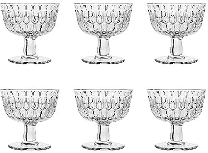H&H Blow Set 6 Coppe Gelato in Vetro, Trasparente, 28cl