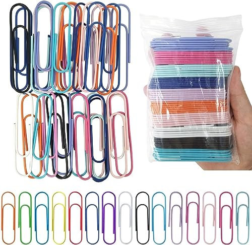 baizhong Übergroße Büroklammern, vinylbeschichtet, 60 Stück, 7,6 cm, farbig sortiert, Jumbo-Seitenhalter für Akten, Papier, Bürobedarf