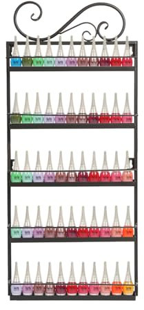 LEUTED 5-Tier Nagellack Aufbewahrung Metall Nagellackregal Wandregal Nagellack Organizer Lippenstiftständer Geschenk Nagellack Ständer Ätherische Öle Aufbewahrung für Nagelstudio Zubehör (Schwarz)