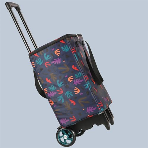 FVTVHEV Einkaufstrolley, Trolly Einkaufswagen Klappbar, Stabiler Einkaufswagen, Kapazität und belastbar bis 50kg, multifunktional, Handwagen mit Rollen, abnehmbare Tasche C