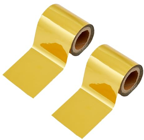 SUPERFINDINGS 2 Rolls Hot Foil Stamping Rolls Golden Heat Transfer Foil Papers 98.4ftx1.96inch Golden Metallic Hot Transfer Foil Paper for Foil Quill/Heat Foil Pen Card Making Scrapbooking Crafts