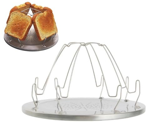 Camping Toaster für Gaskocher - Faltbarer Ständer Edelstahl Toaster für 4 Scheiben, Mini Gasherd Toaster für Outdoor, Picknick, Reisen, Wohnmobile