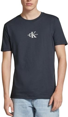 Calvin Klein Herren Monologo Tee S/S T-Shirt, Ebenholz, XS