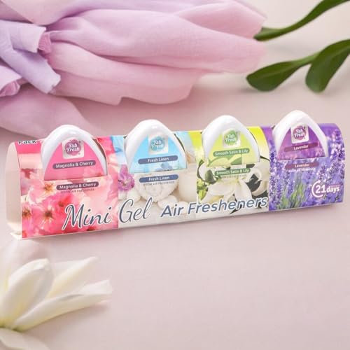 Mini Air Gel Fresheners 4 Assorted Scents Lasts Up To 21 Days Compact Size (12 Pack)