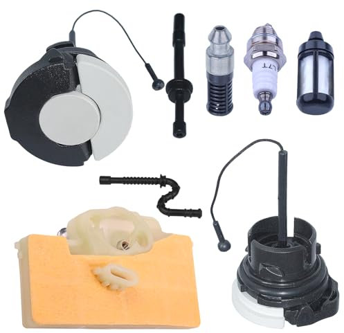 AUMEL Filtre à air Kit pour Stihl 029 039 MS290 MS340 MS360 MS390 avec Filtre L7T Bougie d'Allumage Filtre à l'huile Tuyau d'huile Tuyau de carburant Tronçonneuse Bouchon d'huile Bouchon de carburant