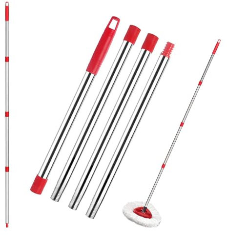 Manche de balai télescopique de rechange pour serpillère Vileda Turbo - Manche en acier inoxydable réglable - Compatible avec balai serpillère Vileda EasyWring (filetage américain)