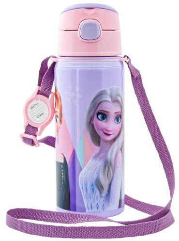 miniHeld Kinder Trinkflasche Frozen 600ml Aluminium Flasche Tragegurt ELSA Anna