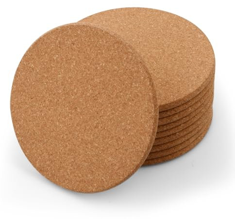 Lot de 10 Dessous De Verre Liege Rond, Dessous De Verre en LièGe RéUtilisables, sous-Verres pour Le Thé, Le Café, Les Cocktails, Les Accessoires De Bar, La Maison, Le Bureau, Le Restaurant