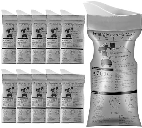 GOWTX 10 Stück Gel Urinbeutel, 700ml Tragbarer Urinbeutel, Notfall Camping Pinkelbeutel, Notfall-Toilettenbeutel, Super Saugfähig Reise Urinal Unisex, Mobile Notfalltoilette im Auto für Männer Frauen