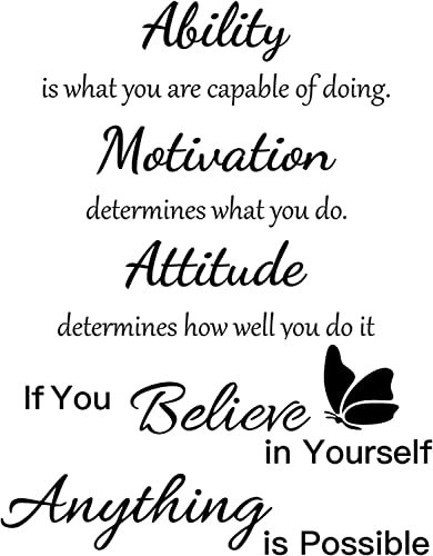 OASISEN Adhesivos de pared 2 Bögen Wand inspirierender Spruch Home Quote Home Decor für Büro, Schule, Klassenzimmer, Abnehmbarer Wandaufkleber zum Abziehen und Aufkleben