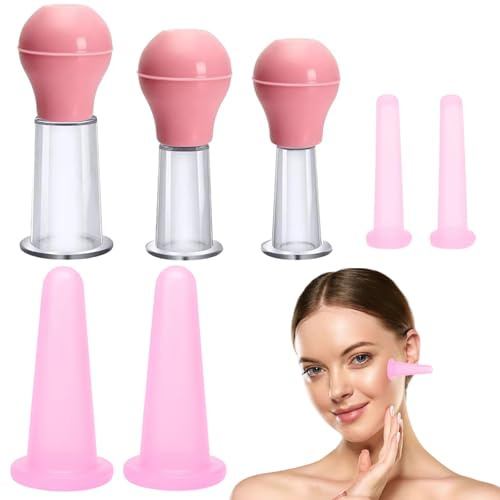 7 Pcs Facial Cupping Set for Face, Cupping Therapy Set for Face Neck Back Eyes Massage Vacuum Cans Anti Massager for Facefor Body Facial Neck Eye Care