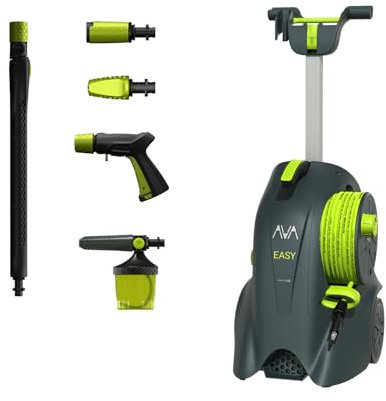 AVA Easy P50 Hochdruckreiniger L, 130 Bar 420 LPH 1800 W, Flächenreiniger, inkl. Premium-Schaumkanone, 12 m Flexi-Schlauch & Zoomlanze, Variodüse & Turbodüse