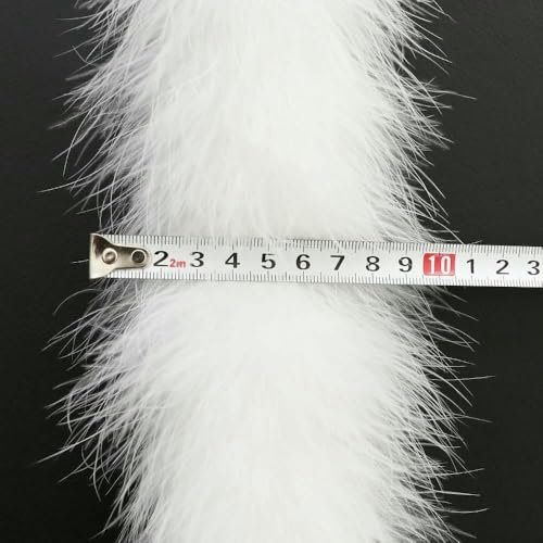 2 Meter weiße, flauschige Truthahnfedern-Boa, DIY-Weihnachtsbaum-Federband, Hochzeitskleid-Dekoration, Federn-Boa zum Basteln, 50 Gramm