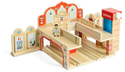 Bigjigs Rail Grand Central Station - Holzeisenbahn-Set Zubehör für Kinder, Kinderzüge & Schienenzubehör, Eisenbahn-Erweiterungssets, Kleinkind- & Kindergeschenke, ab 3 Jahren