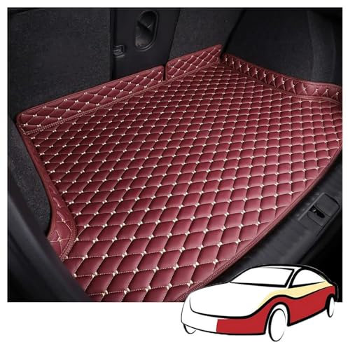 DASHENGFANG Auto Kofferraum Schutzmatte,für Porsche Cayenne 2018-2023 2024 2025 Cargo Carpet Kofferraumwanne Hohe Seitenschutzmatte Kofferraum Kofferraumschutz,Dark Red