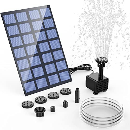 AISITIN Fontaine solaire pour extérieur, 2,5 W, mise à niveau, avec conduite d'eau de 1,2 m, 6 styles de fontaine, pompe solaire pour jardin, bain d'oiseaux, jeu d'eau DIY(1PC)