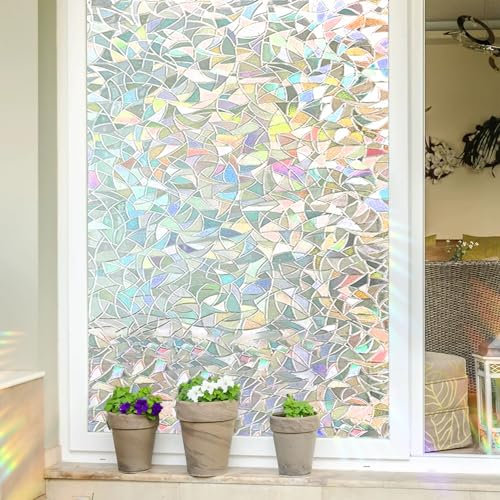 Pellicola Adesiva per Vetri 55 x 350 cm, Riduzione Abbagliamento Solare, Anti-Calore, Facile da Installare, Senza Colla Tenda Pellicola Isolante, per Ufficio Bagno, Luna Crescente