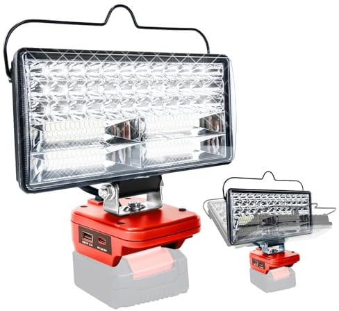 Tragbares Akku Lampe für Einhell 18V, 2 Helligkeit, 100W 8000LM LED Arbeitsleuchte, Kabelloses LED Strahler mit USB & Type-C 2 Ladeanschlüssen für Reparatur, Baustelle, Camping (Kein Akku) (8 Zoll)