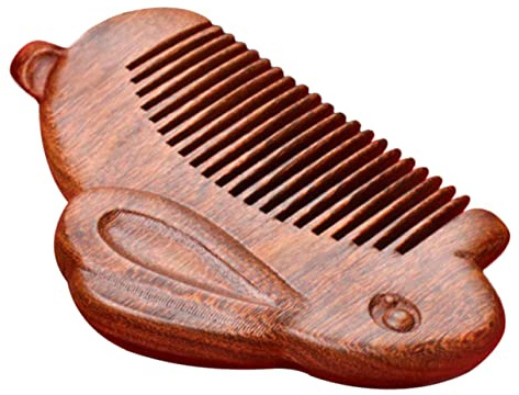 Sandelholz Holzkamm Kamm mit Kaninchenmotiv für Haare Damen und Frauen