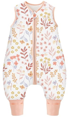 Chilsuessy Baby Schlafsack mit Beinen 2.5 Tog Winter Schlafsack Unisex Ganzjahres Schlafsack mit Füßen Babyschlafsack Schlafsack Kinder, Rosa Garten, 100cm/Baby Höhe 105-115cm