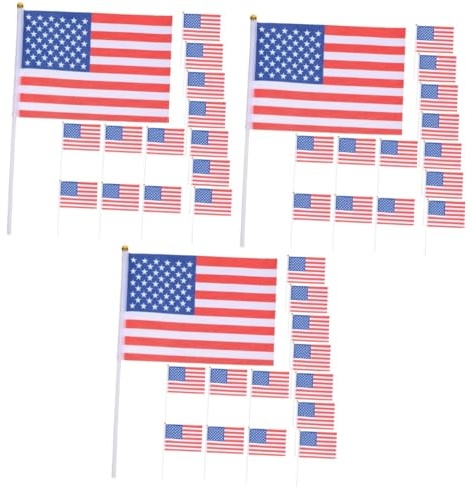 VICASKY 72 Pièces Mini Drapeaux Usa à Main Lot de Drapeaux Patriotiques Portables Polyester pour Décoration et Événements Nationaux