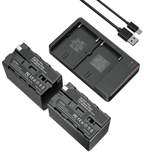 ENEGONPOW Pack de 2 Batteries NP-F970 8400mAh avec Chargeur LCD USB-C pour Sony NP-F970/F930/F950/F960/F980, Appareils DCR-VX2100/PD150/PD170, FDR-AX1, HDR-FX1/FX7/FX1000, HVR-Z1P/Z1U