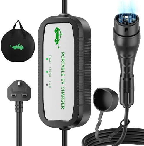 EVJUICION EV Charger Cable Type 2 to 3 Pin Plug 15M, 10A 3 Pin EV Charger Electric Car Charger, 2.3kW Type 2 Charging Cable 3 Pin IP67/IP54 with LED Indicators&Bag, for Type 2 EVs&PHEVs