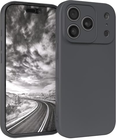 EAZY CASE - Silikonhülle für iPhone 17 Pro Hülle Silikon Case Grau weich stoßfeste Handyhülle Schutzhülle mit Kameraschutz Dünn Premium Schutz Cover TPU Phone Bumper in Anthrazit Matt