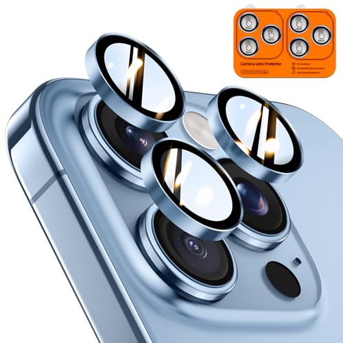 TOCOL 2 Pack for iPhone 13 Pro Max/iPhone 13 Pro Camera Lens Protectors | Individual Tempered Glass Protectors, Easy Installation, Case Friendly, Anti-Scratch, HD Night Shooting Mode, Sierra Blue