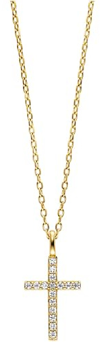 Julie Julsen JJKNE33856-G Mädchen Collier Kreuz Sterling-Silber 925 Gold weiß Zirkonia 40 cm